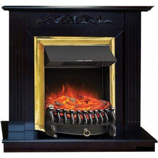 Каминокомплект электрический Dimplex IDaMebel Elaine Gold черный с камином Fobos Brass IDaElaineGold фото