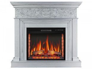 Камінокомплект ArtiFlame Residence AF28S білий дуб б'янко, патина срібло (127 х 115.8 х 38 см) зі звуком RESIDENCE AF28S WOB PS фото